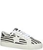 Color:Black/White Crochet - Image 1 - Flair Striped Knit Sneakers