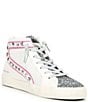 Color:Neon Pink Pop - Image 1 - Gadol Star Studded Glitter High-Top Retro Sneakers