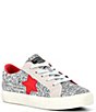 Color:Silver/Red Multi - Image 1 - Girls' Charlotte Star Glitter Sneakers (Youth)