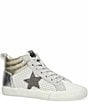 Color:Gold/Silver/Mixed Glitter - Image 1 - Lester Metallic Perforated High Top Sneakers