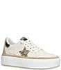 Color:Tan/Multi - Image 1 - Ream Glitter Star Rope Trimmed Platform Sneakers