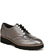 Color:Pewter Metallic Leather - Image 1 - Alfina Metallic Leather Lugged Sole Oxfords
