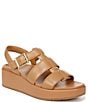 Color:Camel - Image 1 - Delano Leather Platform Wedge Sandals