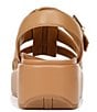 Color:Camel - Image 3 - Delano Leather Platform Wedge Sandals