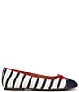 Color:Navy/White - Image 2 - Klara Bow Detail Stripe Ballet Flats