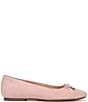 Color:Light Pink - Image 2 - Klara Bow Detail Suede Ballet Flats