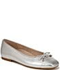 Color:Silver Metallic - Image 1 - Klara Leather Bow Detail Ballet Flats
