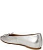 Color:Silver Metallic - Image 4 - Klara Leather Bow Detail Ballet Flats