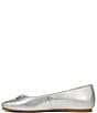 Color:Silver Metallic - Image 5 - Klara Leather Bow Detail Ballet Flats