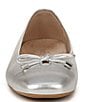 Color:Silver Metallic - Image 6 - Klara Leather Bow Detail Ballet Flats