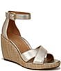 Color:Gold Metallic - Image 1 - Marina Leather Platform Wedge Sandals