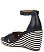 Color:Navy Stripe - Image 4 - Marina Leather Striped Jute Wedge Sandals