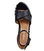 Color:Navy Stripe - Image 6 - Marina Leather Striped Jute Wedge Sandals