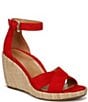Color:Red - Image 1 - Marina Suede Platform Wedge Sandals