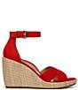 Color:Red - Image 2 - Marina Suede Platform Wedge Sandals