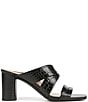 Color:Black - Image 2 - Merlot Leather Crocodile Embossed Banded Sandals