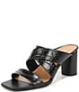 Color:Black - Image 6 - Merlot Leather Crocodile Embossed Banded Sandals