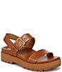 Color:Tan - Image 1 - Torrance Leather Lug Sole Platform Sandals