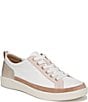Color:White/Gold - Image 1 - Winny Leather and Suede Colorblock Sneakers