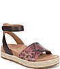Vionic Yucca Embossed Snake Print Leather Ankle Wrap Platform Espadrille Sandals - Image 1