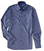 Color:Navy - Image 1 - Allover Mini Print Performance Stretch Long-Sleeve Woven Shirt