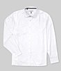 Color:White - Image 1 - Big & Tall Performance Stretch Tonal Skull Print Long Sleeve Woven Shirt