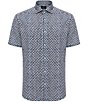 Visconti Big & Tall Skulls Print Stretch Short Sleeve Woven Shirt, Color:Indigo - Image 1