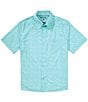 Visconti Big & Tall Textured Stretch Short Sleeve Woven Shirt, Color:Aqua - Image 1