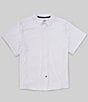 Color:White - Image 1 - Stretch Textured Short Sleeve Woven Shirt