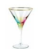 VIETRI Viva by VIETRI Rainbow Multi Gold Rimmed Martini Glass, Color:Multi - Image 1