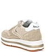 Color:Sand Beige - Image 3 - Maran Suede And Raffia Lace-Up Sneakers