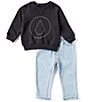 Color:Black - Image 2 - Baby Boys 12-24 Months Long Sleeve Icon Logo Sweatshirt & Denim Jeans Set