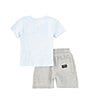 Color:Ice Blue - Image 2 - Baby Boys 12-24 Months Short Sleeve Logo T-Shirt & Coordinating Raw-Hem Shorts Set