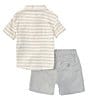 Color:Oatmeal - Image 3 - Baby Boys 12-24 Months Short Sleeve Printed Linen-Blend Shirt & Solid Twill Shorts Set