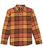 Color:Burrow Brown - Image 1 - Big Boys 8-20 Long Sleeve Caden Plaid Flannel Shirt