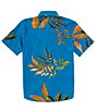 Color:Ocean Teal - Image 2 - Big Boys 8-20 Short Sleeve Paradiso Floral Leaf Shirt