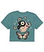 Color:Deep Sea - Image 1 - Big Girls 7-16 Short Sleeve Crew Neck Butterfly Peace Graphic T-Shirt