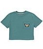 Color:Deep Sea - Image 2 - Big Girls 7-16 Short Sleeve Crew Neck Butterfly Peace Graphic T-Shirt