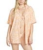 Color:Grapefruit - Image 1 - Coco Ho Printed Button Front Tunic Shirt