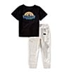 Volcom Little Boys Crewneck Short Sleeve T-Shirt And French Terry Jogger Set, Color:Black - Image 1