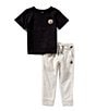 Volcom Little Boys Crewneck Short Sleeve T-Shirt And French Terry Jogger Set, Color:Black - Image 2