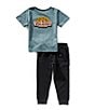Volcom Little Boys Crewneck Short Sleeve T-Shirt And French Terry Jogger Set, Color:Teal - Image 1