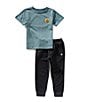 Volcom Little Boys Crewneck Short Sleeve T-Shirt And French Terry Jogger Set, Color:Teal - Image 2