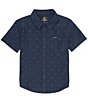 Color:Navy - Image 1 - Little Boys 2T-7 Short Sleeve Honestone Button-Up Shirt