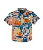 Color:Salmon - Image 1 - Little Boys 2T-7 Short Sleeve Leaf Pit Floral Shirt