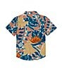 Color:Salmon - Image 2 - Little Boys 2T-7 Short Sleeve Leaf Pit Floral Shirt