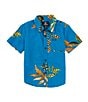 Color:Ocean Teal - Image 1 - Little Boys 2T-7 Short Sleeve Paradiso Floral Shirt