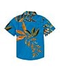 Color:Ocean Teal - Image 2 - Little Boys 2T-7 Short Sleeve Paradiso Floral Shirt