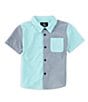 Color:Crete Blue - Image 1 - Little Boys 2T-7 Short Sleeve Satostone Colorblock Shirt
