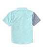 Color:Crete Blue - Image 2 - Little Boys 2T-7 Short Sleeve Satostone Colorblock Shirt